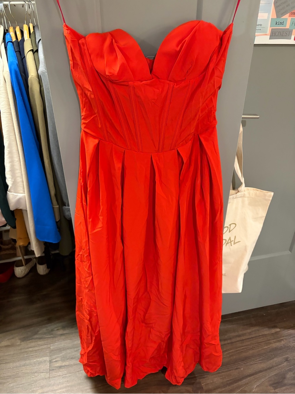 Strapless Red Sweetheart Corset Evening Dress